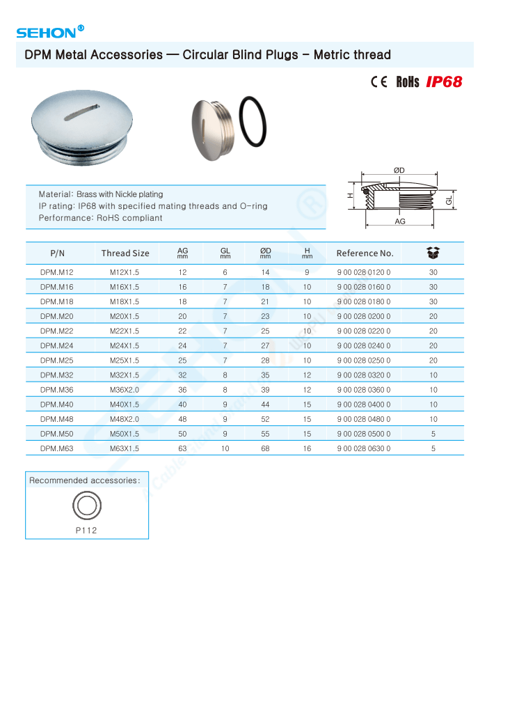 WEIPU Metal Blind Plug-DPM