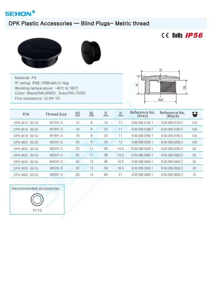 WEIPU Plastic Blind Plug-DPK