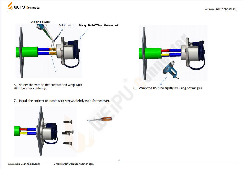 WK20-Z Square Flange Socket Assembling Instruction-Solder