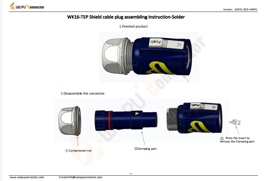 WK16-TEP Shielded Cable Plug Assembling Instruction-Solder