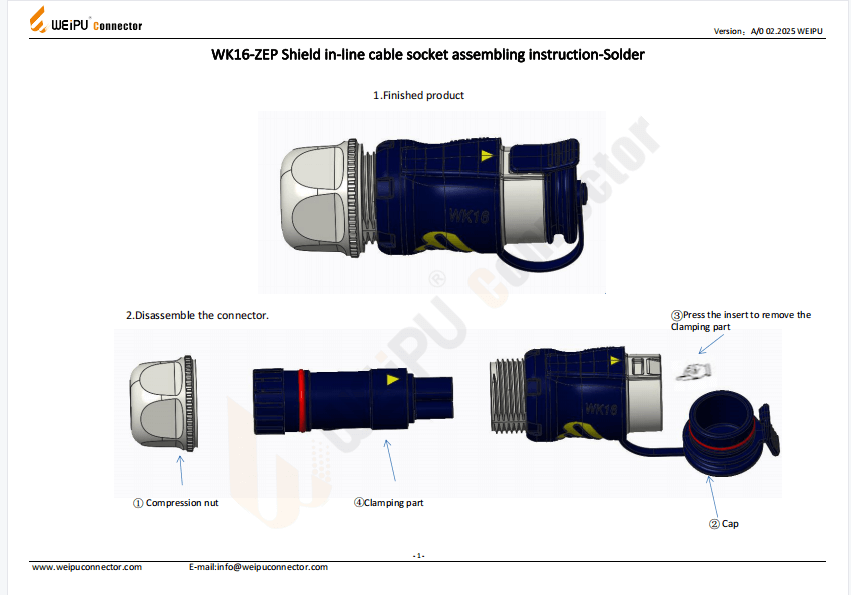 WK16-ZEP Shield In-line Cable Socket Assembling Instruction-Solder