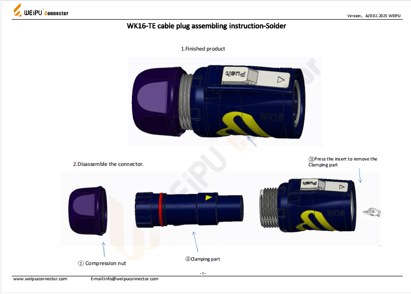 WK16-TE Cable Plug Assembling Instruction-Solder