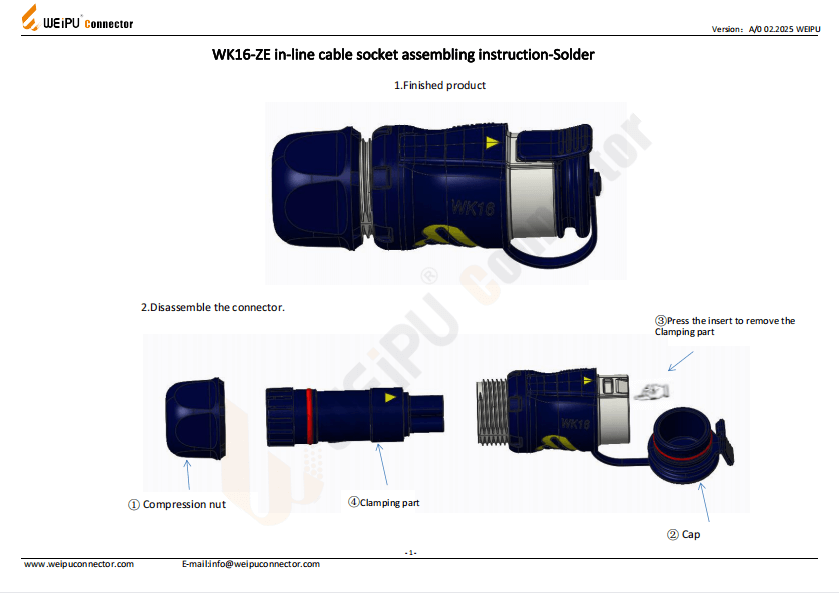 WK16-ZE In-line Cable Socket Assembling Instruction-Solder