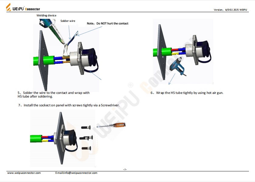 WK16-Z Square Flange Panel Socket Assembling Instruction