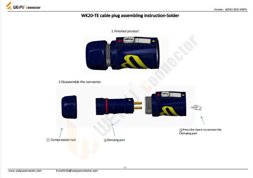 WK20-TE Cable Plug Assembling Instruction-Solder